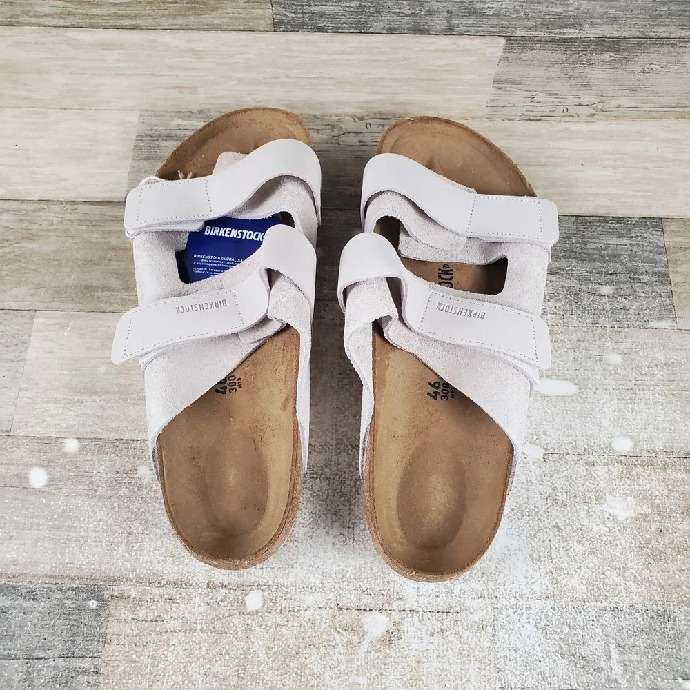 Birkenstock Uji Sandals‎ Mens Sz 13 Antique White Comfort Suede Slip On